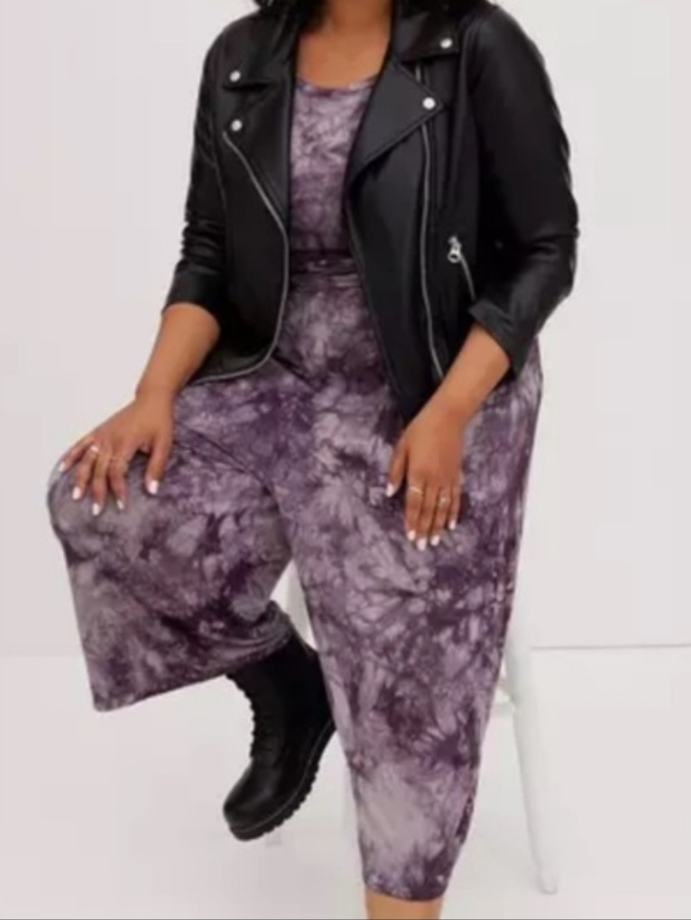 Torrid Super Soft Knits Purple Tie-Dye Jumpsuit Size 5 Boho Festival Lagenlook